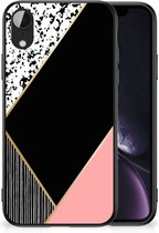 TPU Silicone Hoesje Apple iPhone XR Telefoonhoesje met Zwarte rand Black Pink Shapes
