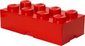 Boîte de rangement Lego rouge avec 8 plots.