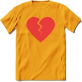 Valentijn Hart T-Shirt | Grappig Valentijnsdag Cadeautje voor Hem en Haar | Dames - Heren - Unisex | Kleding Cadeau | - Geel - 3XL