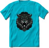 Tijger - Dieren Mandala T-Shirt | Aqua | Grappig Verjaardag Zentangle Dierenkop Cadeau Shirt | Dames - Heren - Unisex | Wildlife Tshirt Kleding Kado | - Blauw - M