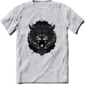 Tijger - Dieren Mandala T-Shirt | Donkerblauw | Grappig Verjaardag Zentangle Dierenkop Cadeau Shirt | Dames - Heren - Unisex | Wildlife Tshirt Kleding Kado | - Licht Grijs - Gemale