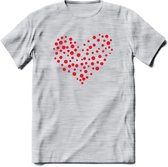 Valentijn Hart T-Shirt | Grappig Valentijnsdag Cadeautje voor Hem en Haar | Dames - Heren - Unisex | Kleding Cadeau | - Licht Grijs - Gemaleerd - M