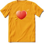 Valentijn Hart T-Shirt | Grappig Valentijnsdag Cadeautje voor Hem en Haar | Dames - Heren - Unisex | Kleding Cadeau | - Geel - L