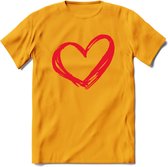 Valentijn Hart T-Shirt | Grappig Valentijnsdag Cadeautje voor Hem en Haar | Dames - Heren - Unisex | Kleding Cadeau | - Geel - S