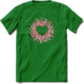 Valentijn Hart T-Shirt | Grappig Valentijnsdag Cadeautje voor Hem en Haar | Dames - Heren - Unisex | Kleding Cadeau | - Donker Groen - L