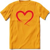 Valentijn Hart T-Shirt | Grappig Valentijnsdag Cadeautje voor Hem en Haar | Dames - Heren - Unisex | Kleding Cadeau | - Geel - L