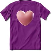 Valentijn Hart T-Shirt | Grappig Valentijnsdag Cadeautje voor Hem en Haar | Dames - Heren - Unisex | Kleding Cadeau | - Paars - XXL
