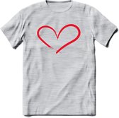 Valentijn Hart T-Shirt | Grappig Valentijnsdag Cadeautje voor Hem en Haar | Dames - Heren - Unisex | Kleding Cadeau | - Licht Grijs - Gemaleerd - 3XL