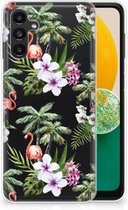 GSM Hoesje Geschikt voor Samsung Galaxy A13 5G | Geschikt voor Samsung Galaxy A04s Doorzichtig Hoesje Flamingo Palms