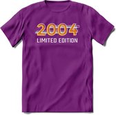 2004 Limited Edition T-Shirt | Goud - Zilver | Grappig Verjaardag en Feest Cadeau Shirt | Dames - Heren - Unisex | Tshirt Kleding Kado | - Paars - L