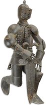 Beeld - knielende ridder - Middeleeuwen - ijzer beeld - 68,4 cm hoog