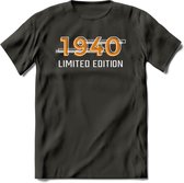 1940 Limited Edition T-Shirt | Goud - Zilver | Grappig Verjaardag en Feest Cadeau Shirt | Dames - Heren - Unisex | Tshirt Kleding Kado | - Donker Grijs - L