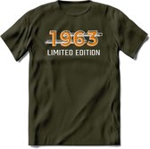 1963 Limited Edition T-Shirt | Goud - Zilver | Grappig Verjaardag en Feest Cadeau Shirt | Dames - Heren - Unisex | Tshirt Kleding Kado | - Leger Groen - XL