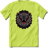 Beer - Dieren Mandala T-Shirt | Rood | Grappig Verjaardag Zentangle Dierenkop Cadeau Shirt | Dames - Heren - Unisex | Wildlife Tshirt Kleding Kado | - Groen - L