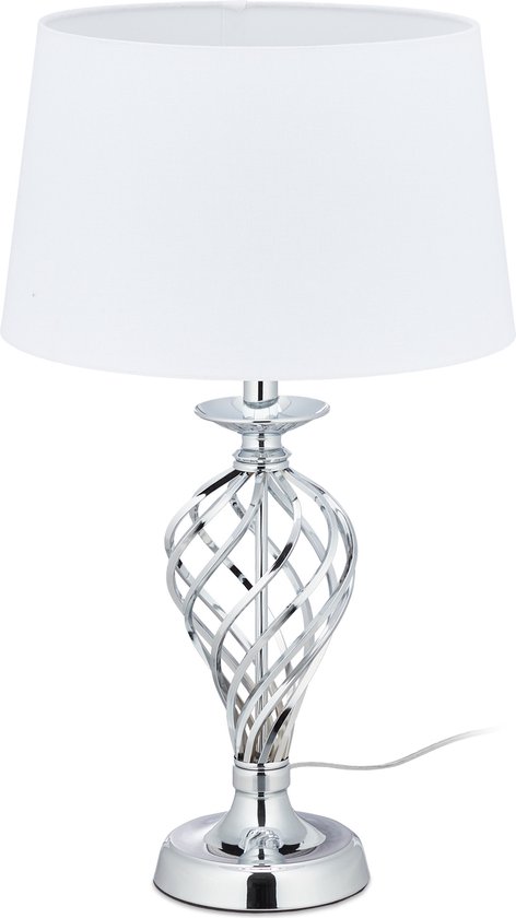 Relaxdays tafellamp touch - schemerlamp - E27 fitting - nachtlampje - modern design - zilver