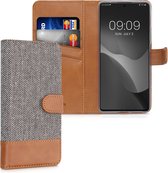 kwmobile telefoonhoesje voor Xiaomi 11T / 11T Pro - Hoesje met pasjeshouder in lichtgrijs / bruin - Case met portemonnee