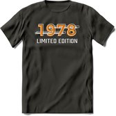 1978 Limited Edition T-Shirt | Goud - Zilver | Grappig Verjaardag en Feest Cadeau Shirt | Dames - Heren - Unisex | Tshirt Kleding Kado | - Donker Grijs - S