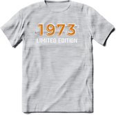 1973 Limited Edition T-Shirt | Goud - Zilver | Grappig Verjaardag en Feest Cadeau Shirt | Dames - Heren - Unisex | Tshirt Kleding Kado | - Licht Grijs - Gemaleerd - M