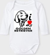 Baby Rompertje met tekst 'Golden retriever 2' |Lange mouw l | wit zwart | maat 50/56 | cadeau | Kraamcadeau | Kraamkado