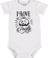 Baby Rompertje met tekst 'Poodle' | Korte mouw l | wit zwart | maat 62/68 | cadeau | Kraamcadeau | Kraamkado