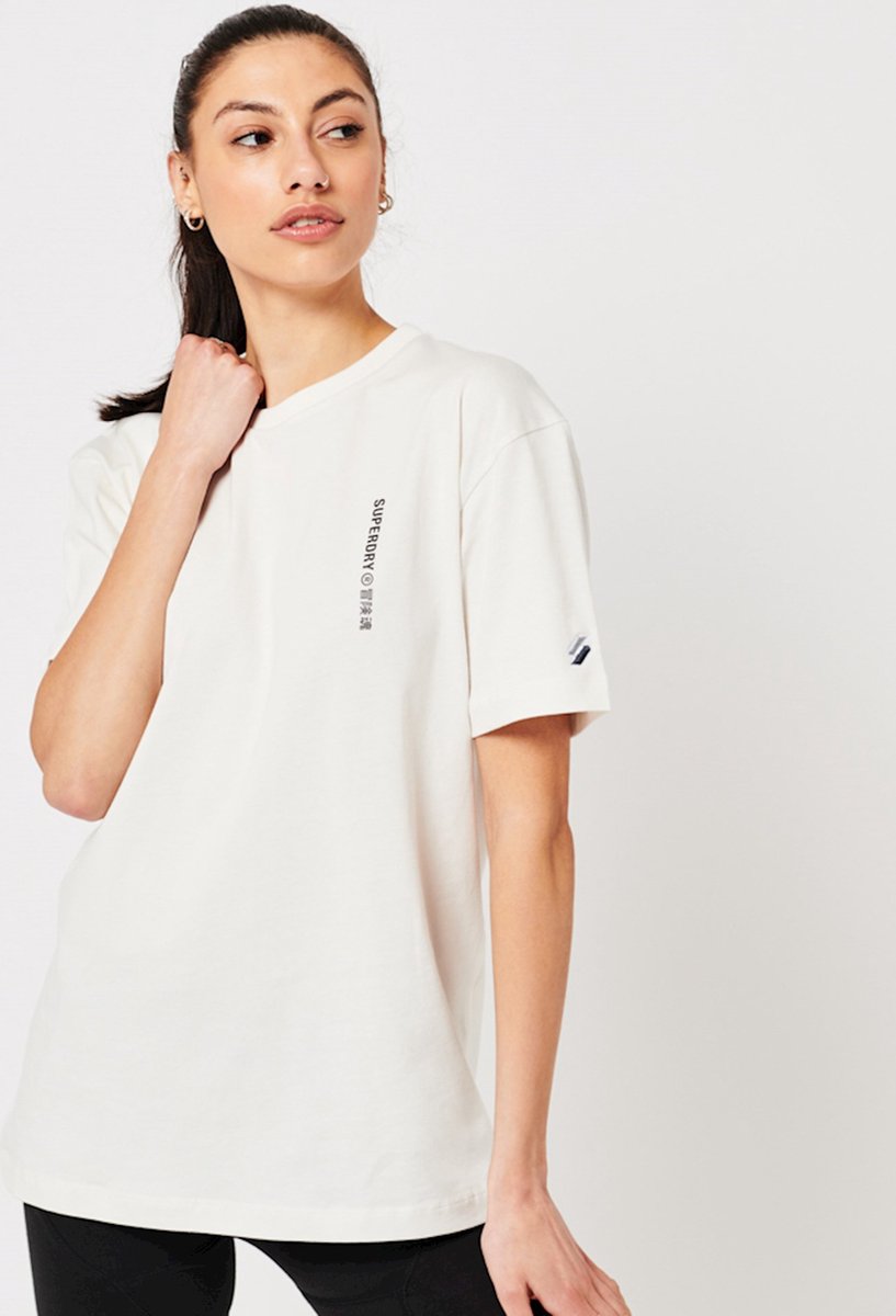 Superdry Dames tshirt Core Logo Linear T-shirt met losse pasvorm 1sk – Nimbus Cloud