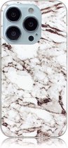 Peachy Marble TPU marmersteen hoesje voor iPhone 13 Pro Max - wit