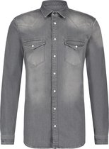 Purewhite -  Heren Regular Fit    Overhemd  - Grijs - Maat XS