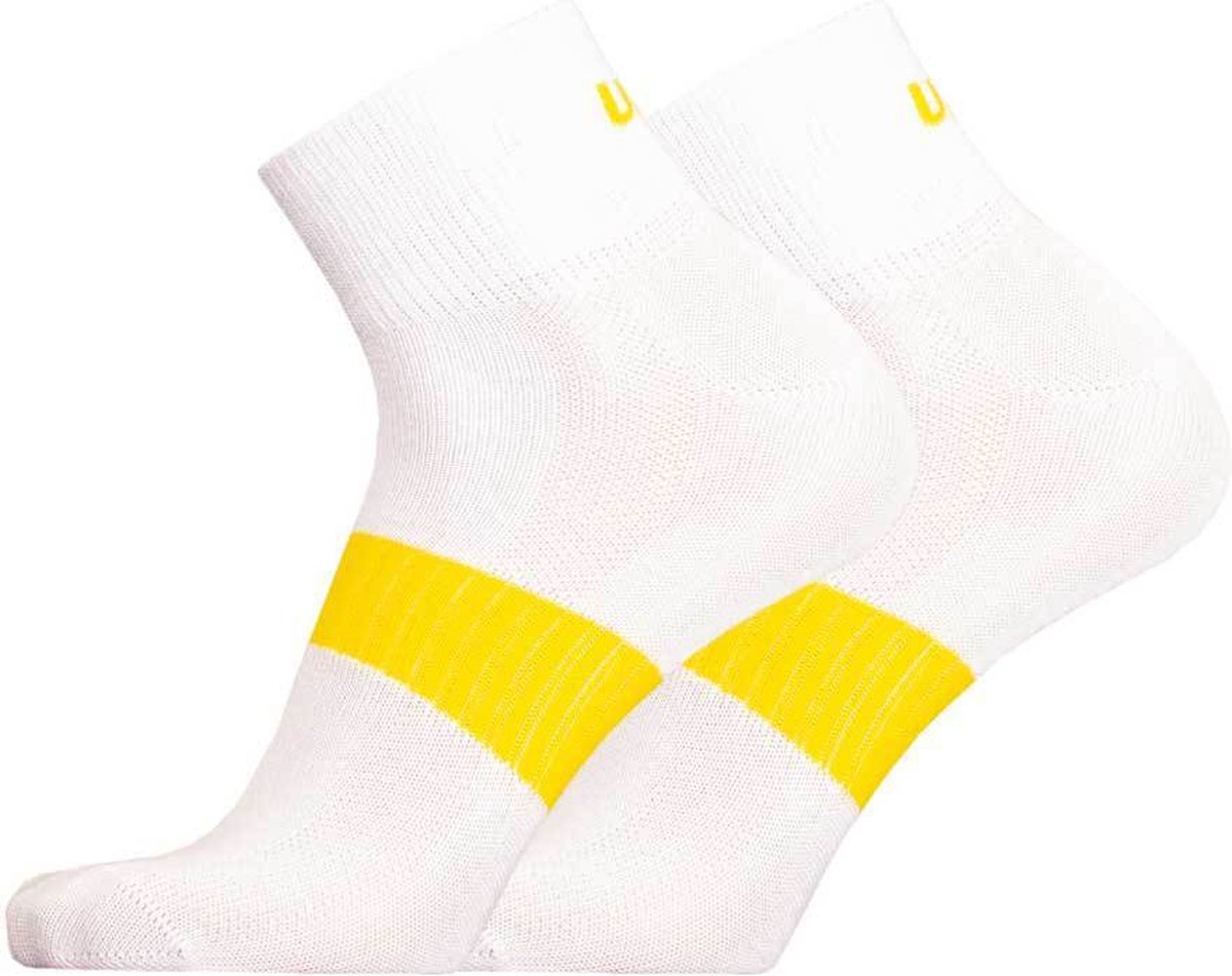 UphillSport - 2-Pack - Bamboe Sportsokken - Drooggevoel Zachte Stof - Heren / Dames - wit / geel - 35-38 - 8469