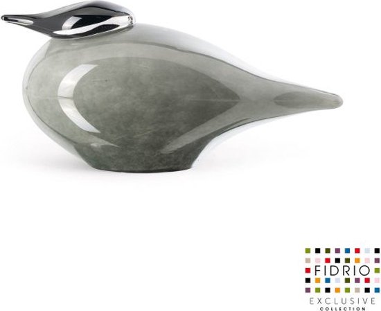 Design Beeld Duck XXL - Fidrio GREY/OPAL - glas, mondgeblazen - 30 cm breed
