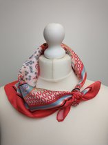 Dames neksjaal Vimala gebloemd motief rood oranje roze blauw bruin zwart groen wit cerise