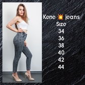 Dames jeans hoge taille met elastiek Licht blauw maat XL 48