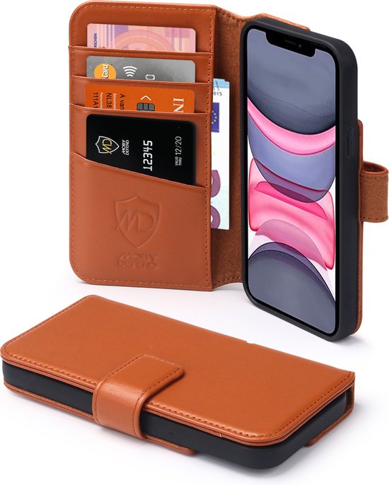welvaart toeter teksten iPhone 11 Hoesje - Luxe MobyDefend Wallet Bookcase - Lichtbruin - GSM Hoesje  -... | bol.com