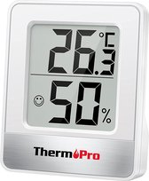 ThermoPro TP49 digitale mini-thermo-hygrometer, binnenthermometer, hygrometer, temperatuur en luchtvochtigheidsmeter met binnenklimaatindicator voor binnenklimaatcontrole