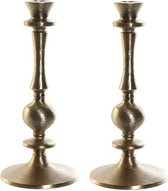 Set van 2x stuks luxe kaarsenhouder/kandelaar klassiek goud metaal 12 x 12 x 28 cm - Kandelaars voor dinerkaarsen