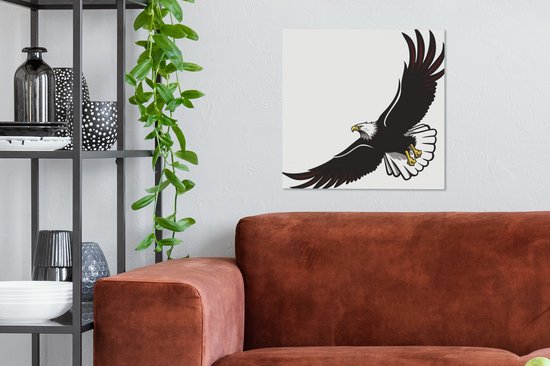 Peinture sur toile dessin d'un aigle planant - 50x50 cm - Décoration murale