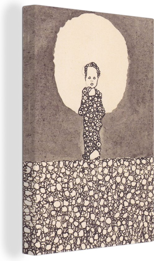 Peinture sur toile Enfant avec Nimbus auf einer Blumenwiese - peinture d'Egon Schiele - 80x120 cm - Décoration murale