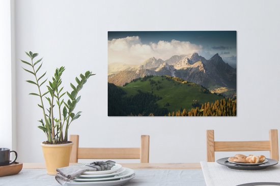 Tableau sur toile Vue sur les Alpes suisses - 90x60 cm - Décoration murale