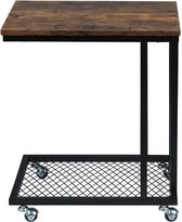 Homesse Vintage Bijzettafel - Koffietafel - Bijzettafel - Bijzettafel zwart - Salontafel Industrieel - Industrieel - Op wieltjes