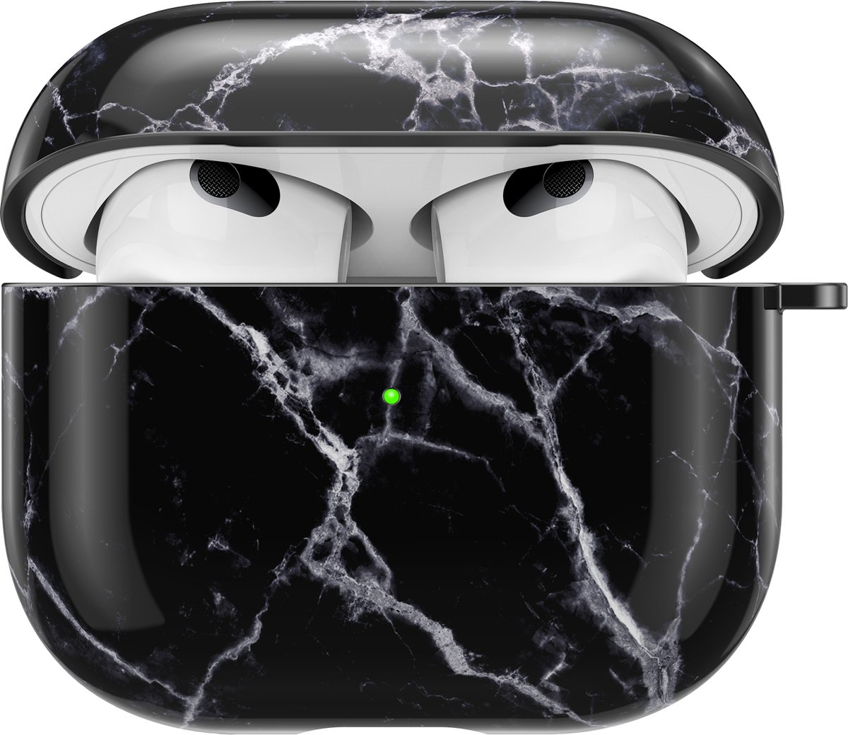 YONO Special Design Hoesje geschikt voor Apple Airpods 3 - Hard Case met Clip - Marmer Zwart