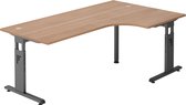 MEGA 82 G | Bureau - Hout 200 x 120 C-Voet Zwart Tafelhoogte I In hoogte verstelbaar Walnoot/Grafiet