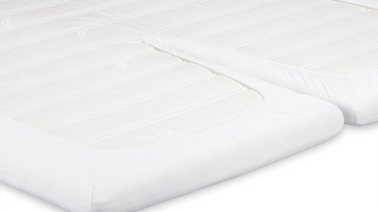 Hoeslaken, effen, 200 x 210 cm, spanhoogte 30 cm, 100% katoen, altviool, wit