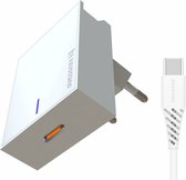 Swissten USB-C Snellader - Inclusief USB-C naar USB-C kabel van 1.2m - Geschikt voor o.a. Samsung - 25W - Wit