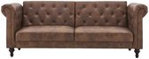 CESAR Clic-Clac 3-zits chesterfield in vintage bruin Microfiber - L 217 x D 89 x H 86 cm