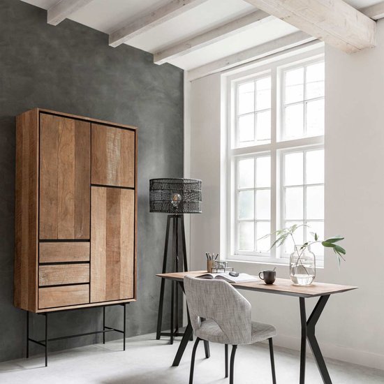 24Designs Meuble Metropole Haut - L100 X P40 X H210 Cm - Teck