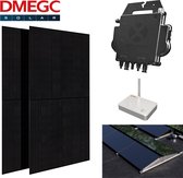 Pakket - 2 stuks DMEGC 370wp met APSystems DS3-L micro omvormer en monitoring per paneel - Plat dak Oost/West Landscape / ECU-B (tot 4 zonnepanelen - WiFi)