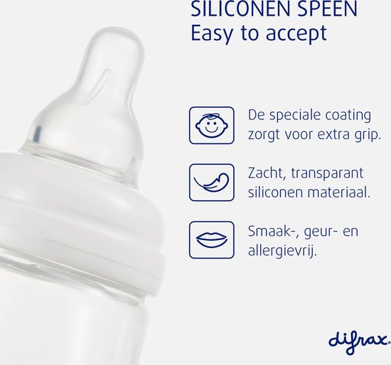 Difrax Babyfles 250 ml Natural - S-fles - Anti-Colic - I Love You - 2 stuks