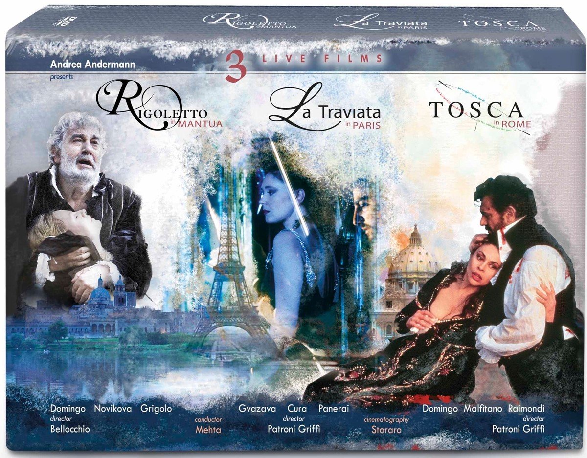 Plácido Domingo, Malfitano - Raimondi - Gvazava - Cura -P - Tosca In Roma - La Traviata In Paris - Rigoletto I (4 DVD)