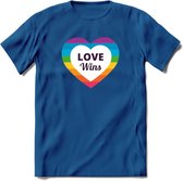 Love Wins | Pride T-Shirt | Grappig LHBTIQ+ / LGBTQ / Gay / Homo / Lesbi Cadeau Shirt | Dames - Heren - Unisex | Tshirt Kleding Kado | - Donker Blauw - M