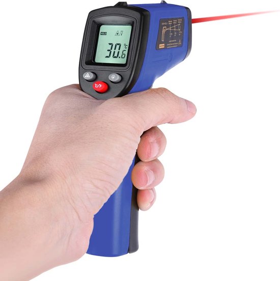 Digitale thermometer - Infrarood thermometer - met Laserpointer - Warmtemeter - Bereik -50 °C tot +380 °C – blauw