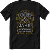 100 Jaar Legendarisch Gerijpt T-Shirt | Geel - Grijs | Grappig Verjaardag en Feest Cadeau Shirt | Dames - Heren - Unisex | Tshirt Kleding Kado | - Zwart - XL